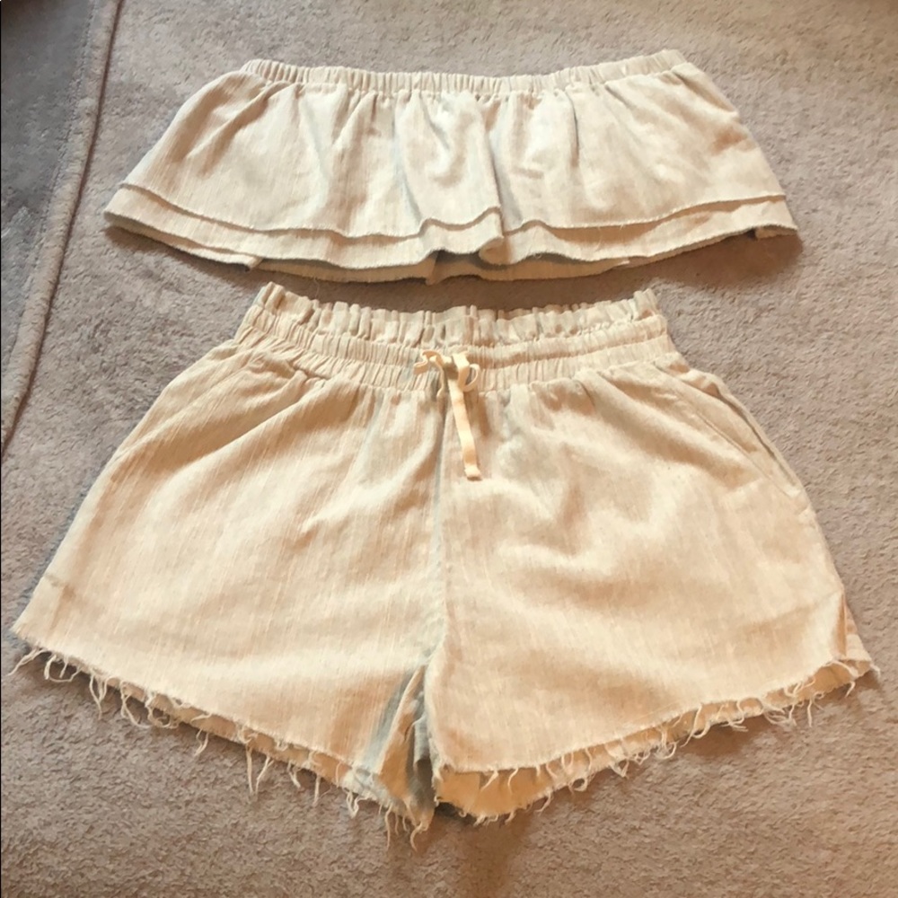 Linen Style Short + Ruffle Bandeau Matching Set - Picture 13 of 14